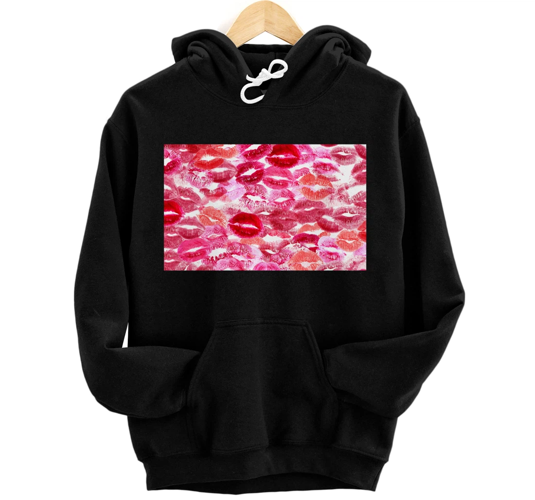 Trendy Lipstick Kisses Hoodie For Boyfriend Pullover Hoodie