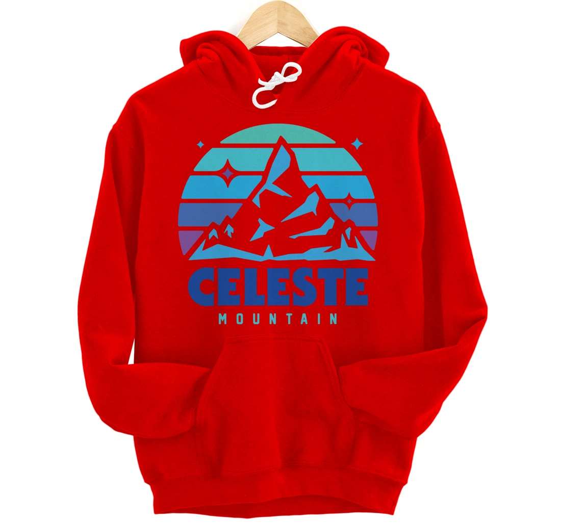 Retro Celeste Vintage Design Mountain Playing Videogames Pullover Hoodie