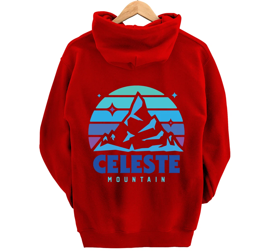 Retro Celeste Vintage Design Mountain Playing Videogames Pullover Hoodie