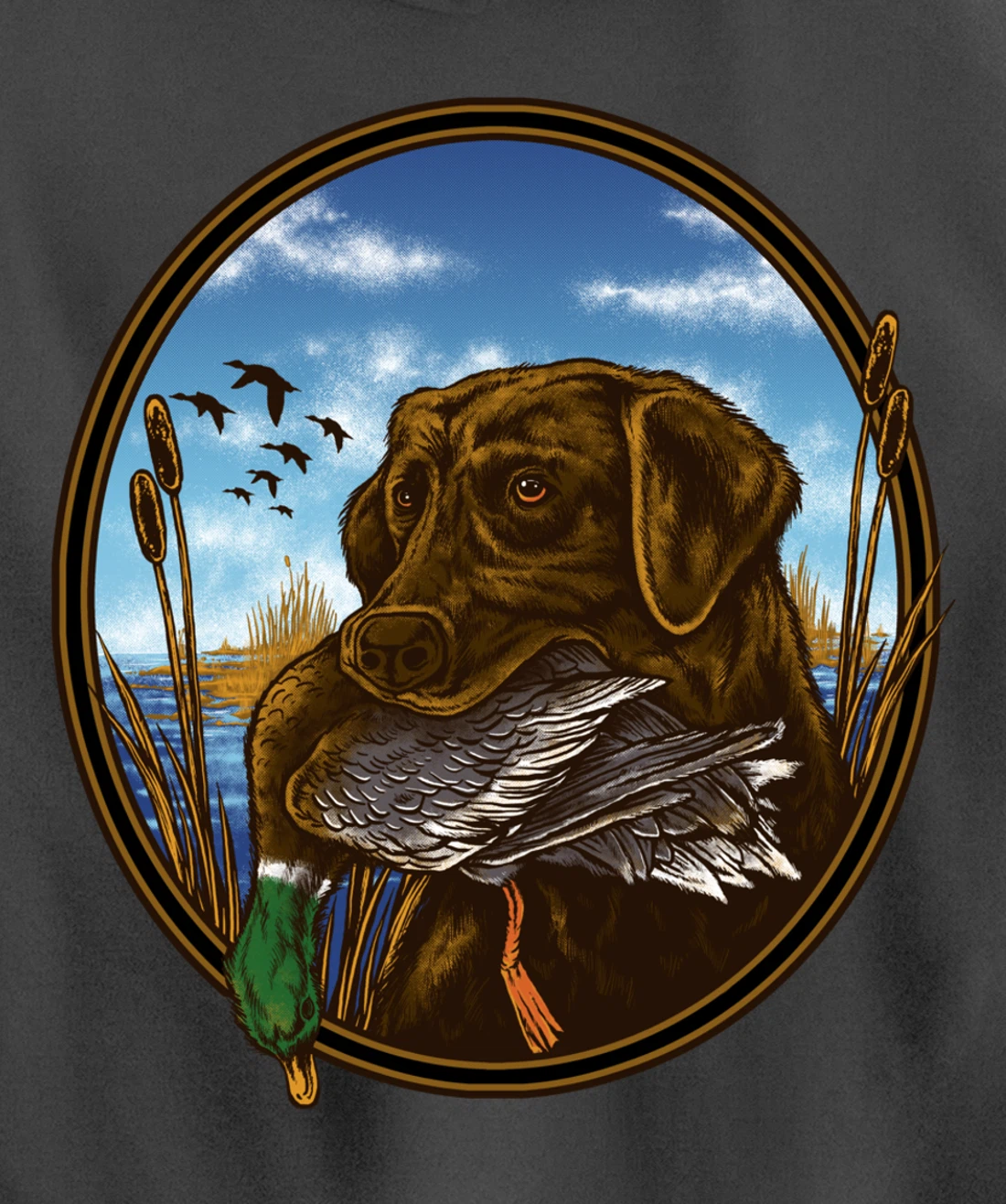 Labrador Retriever with Mallard Duck Hunting Pullover Hoodie