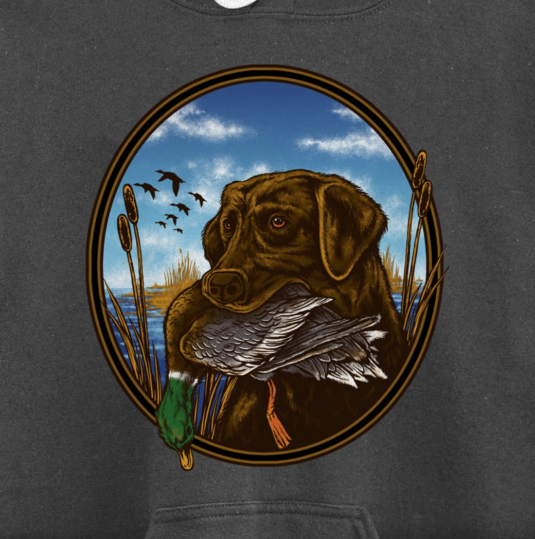 Labrador Retriever with Mallard Duck Hunting Pullover Hoodie