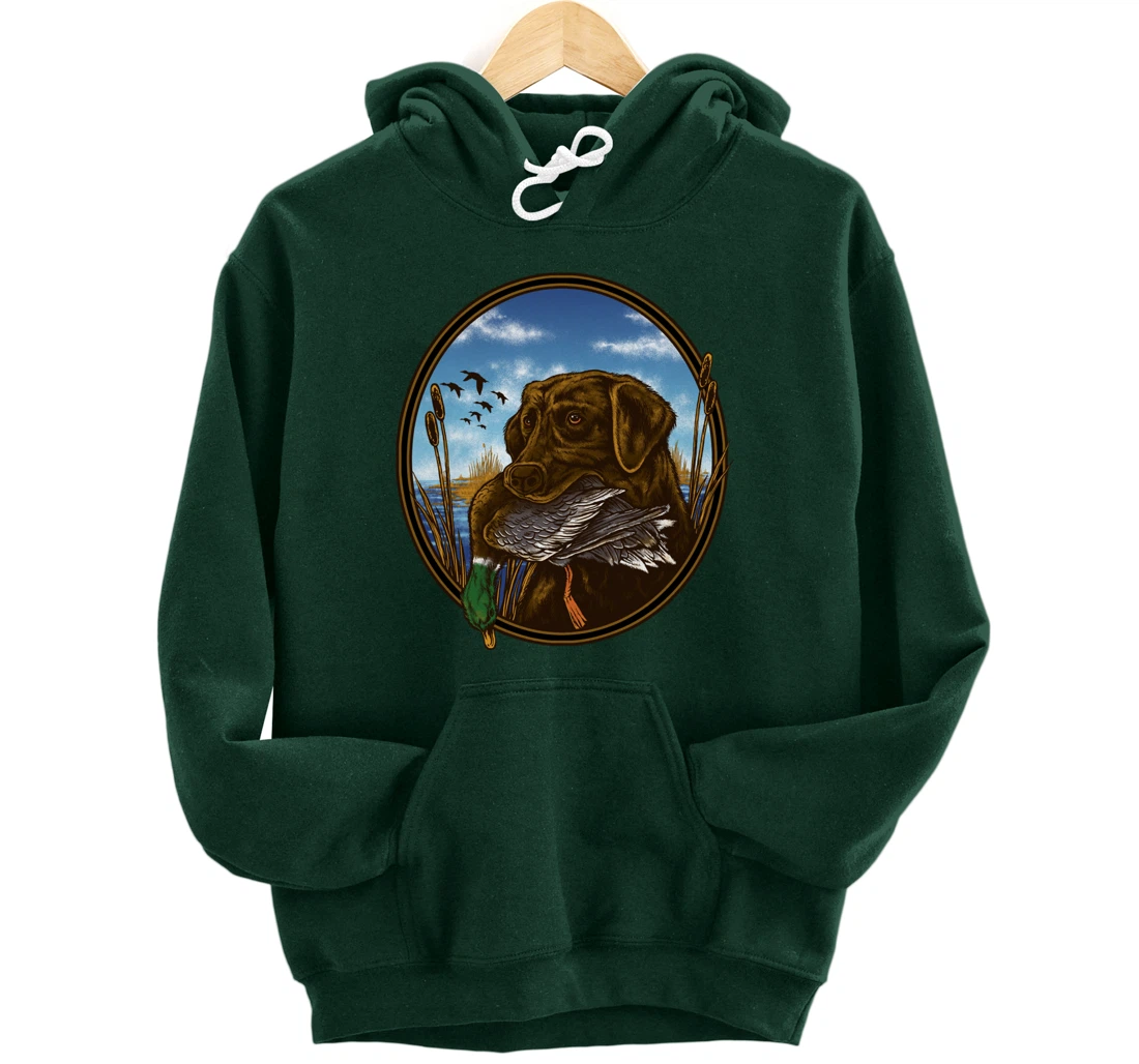 Labrador Retriever with Mallard Duck Hunting Pullover Hoodie
