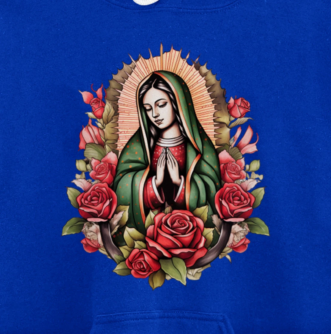Our Lady Virgen De Guadalupe Virgin Mary Floral Pullover Hoodie