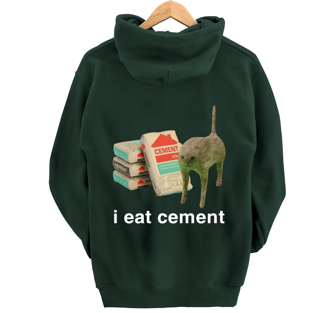 I Eat Cement Cursed Cat Funny Meme Cat Lover I Eat Cement Pullover Hoodie