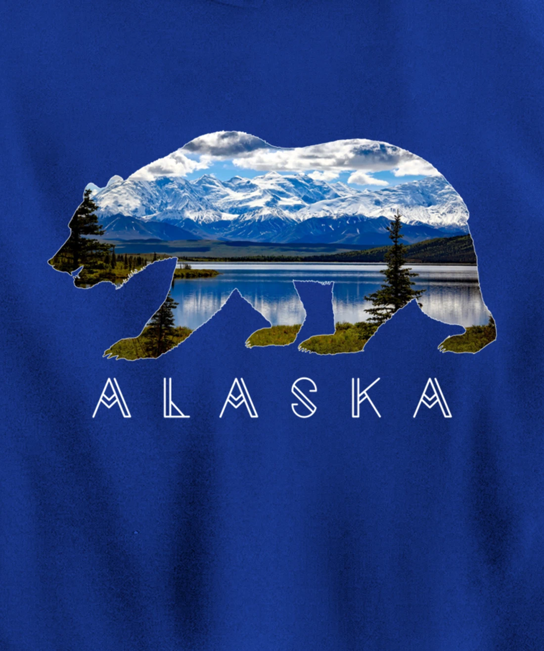 Alaskan Bear with Lake & Mountain Souvenir HOODIE Pullover Hoodie