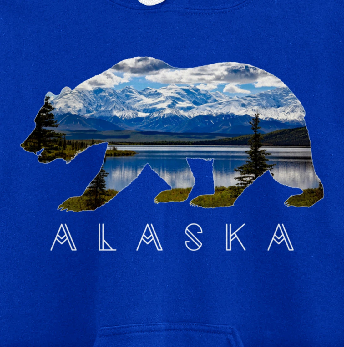 Alaskan Bear with Lake & Mountain Souvenir HOODIE Pullover Hoodie