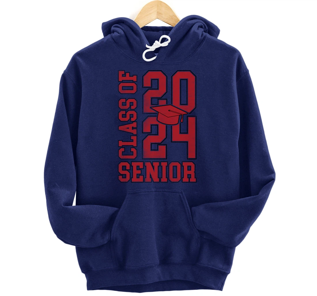 Class of 2024 Senior 24 Grad Graduation 2024 For Women Men Pullover Hoodie
