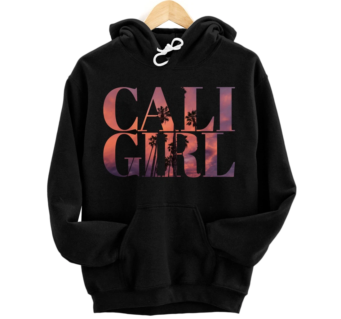 Cali Girl I Love California Palm Tree Sunset Summer Beach Pullover Hoodie