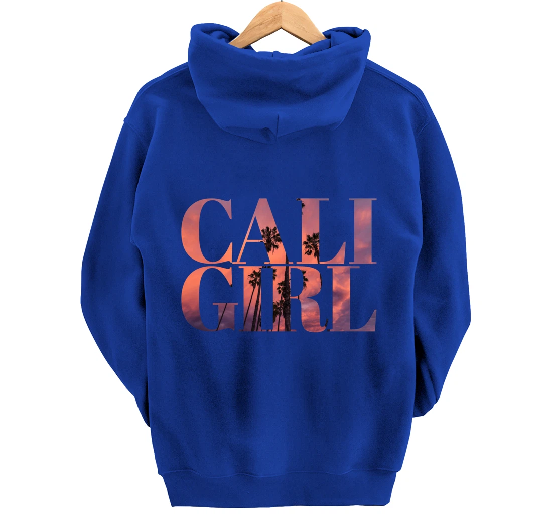 Cali Girl I Love California Palm Tree Sunset Summer Beach Pullover Hoodie