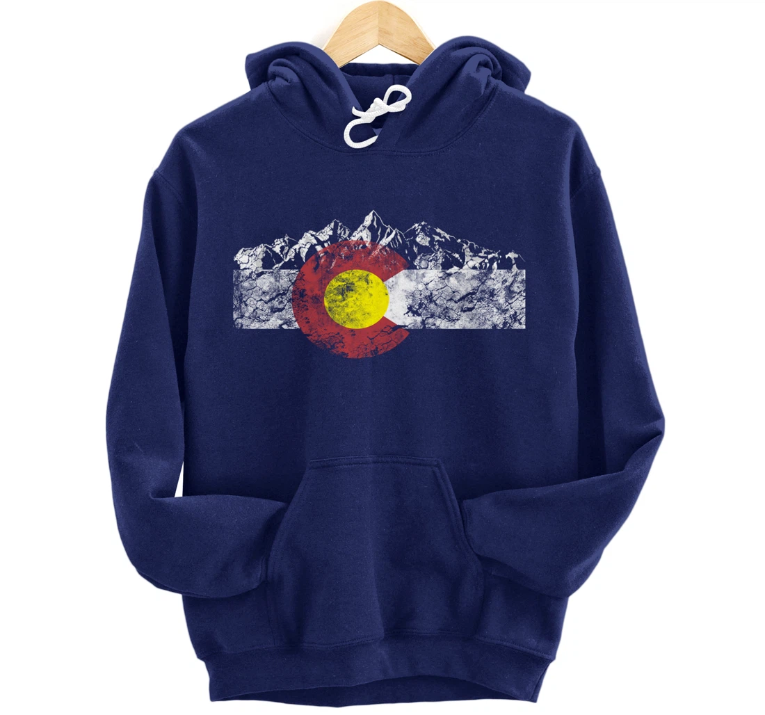 Colorado Flag and Mountains - Rocky Mountains Pullover Hoodie