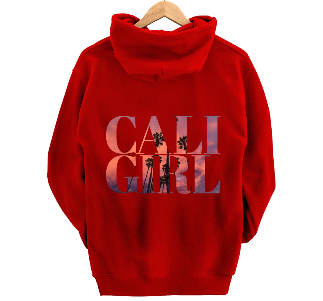 Cali Girl I Love California Palm Tree Sunset Summer Beach Pullover Hoodie