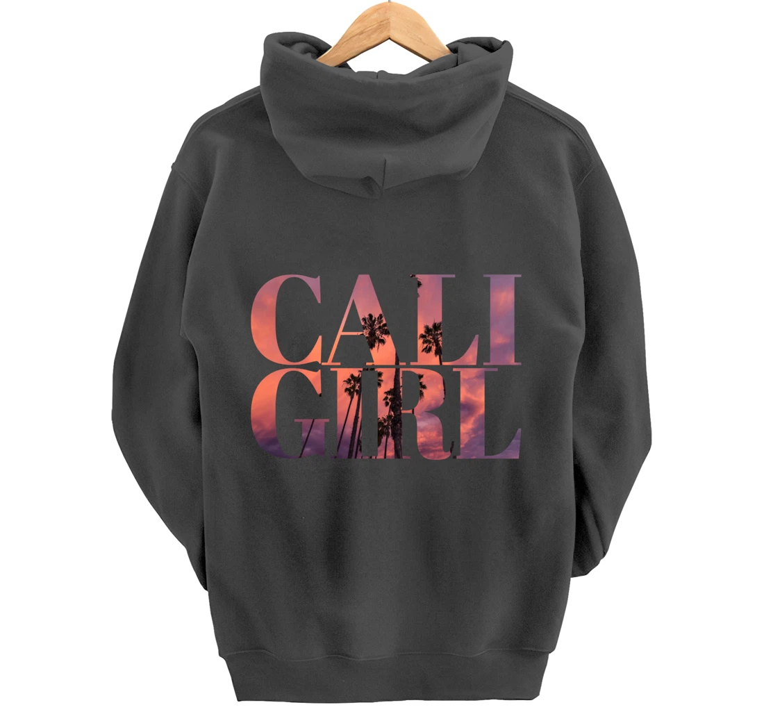 Cali Girl I Love California Palm Tree Sunset Summer Beach Pullover Hoodie