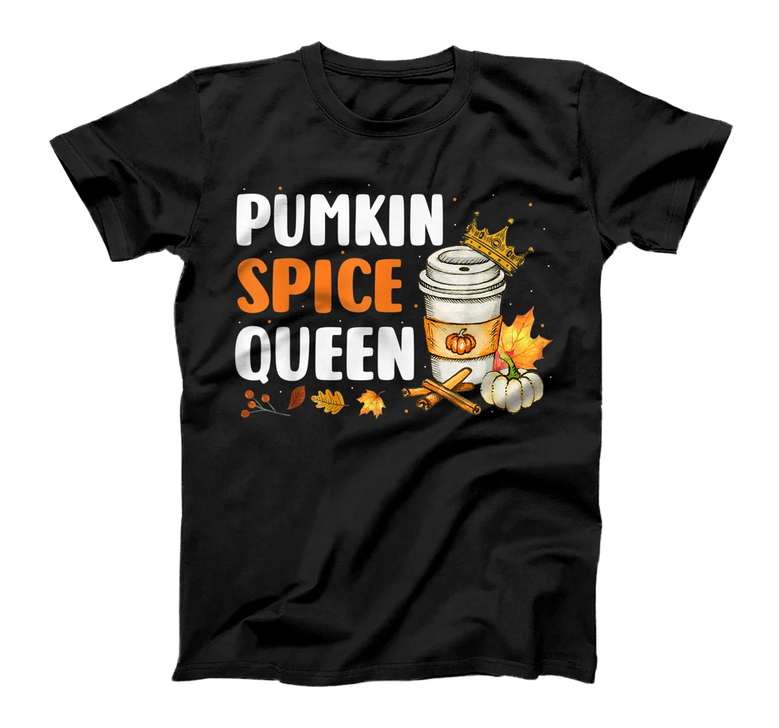 Pumpkin Spice Queen Maple Drink Crown Coffee Cup Fall Autumn T-Shirt, Women T-Shirt