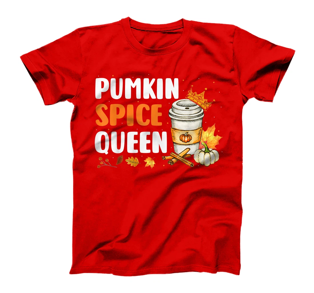 Pumpkin Spice Queen Maple Drink Crown Coffee Cup Fall Autumn T-Shirt, Women T-Shirt