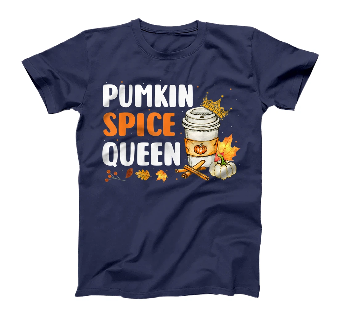 Pumpkin Spice Queen Maple Drink Crown Coffee Cup Fall Autumn T-Shirt, Women T-Shirt
