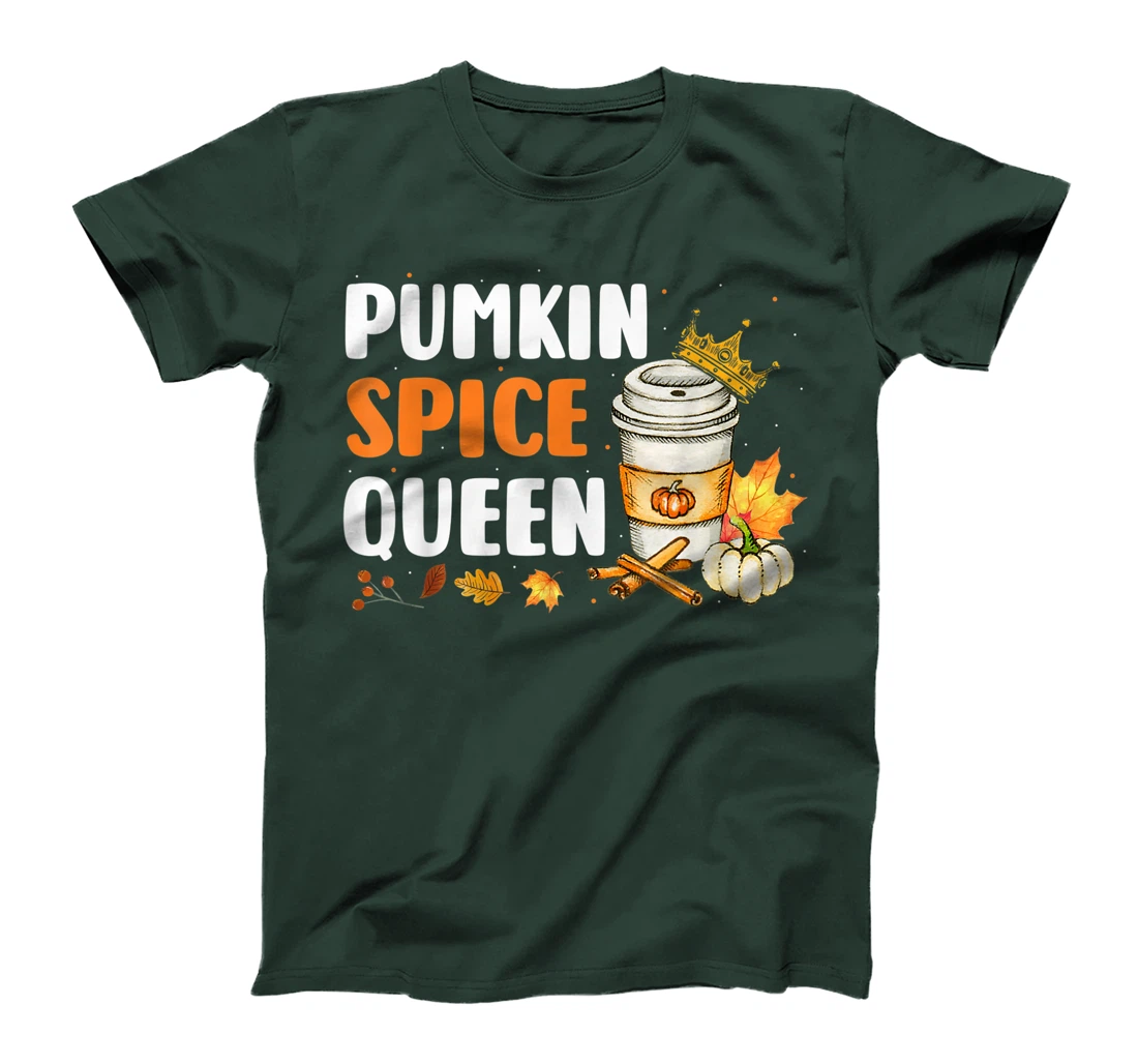 Pumpkin Spice Queen Maple Drink Crown Coffee Cup Fall Autumn T-Shirt, Women T-Shirt