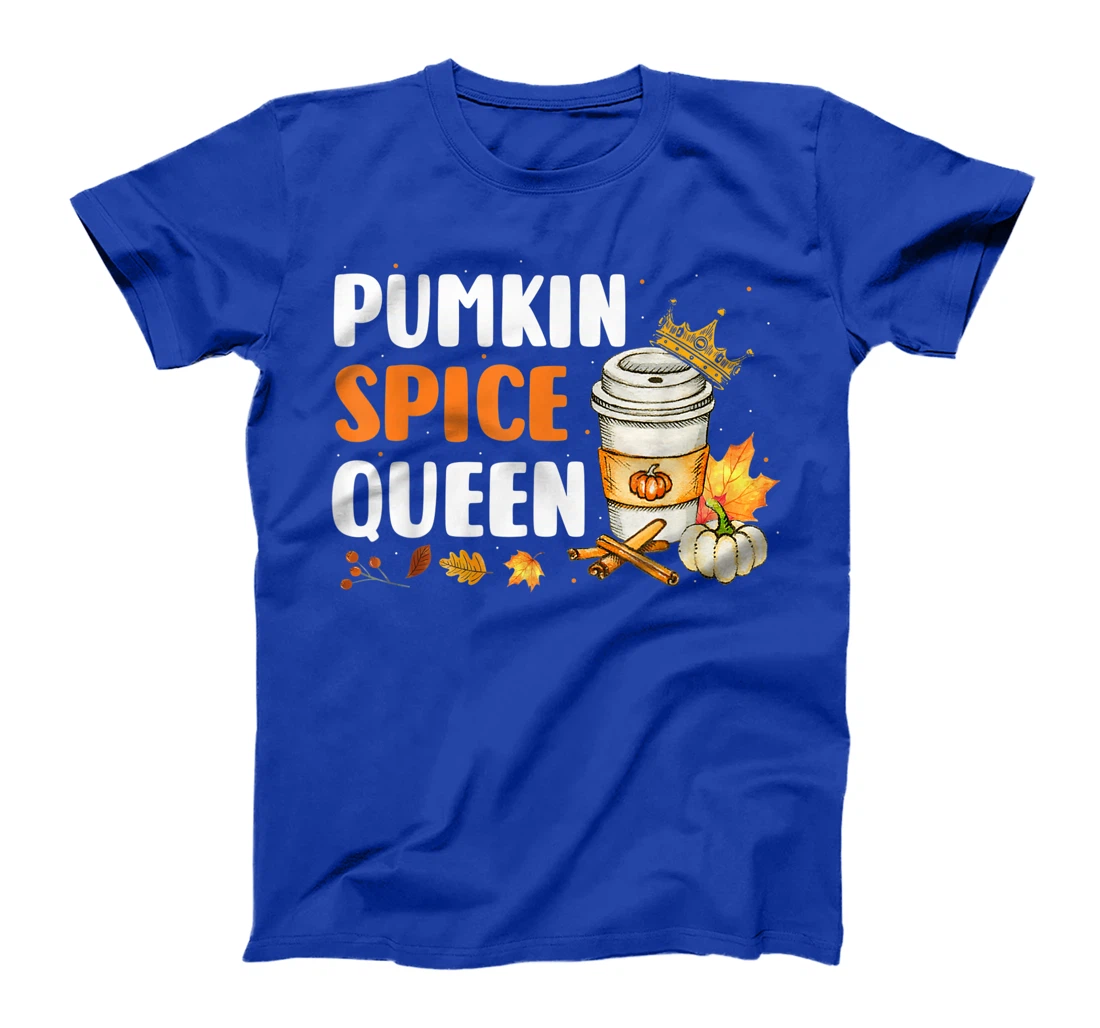 Pumpkin Spice Queen Maple Drink Crown Coffee Cup Fall Autumn T-Shirt, Women T-Shirt