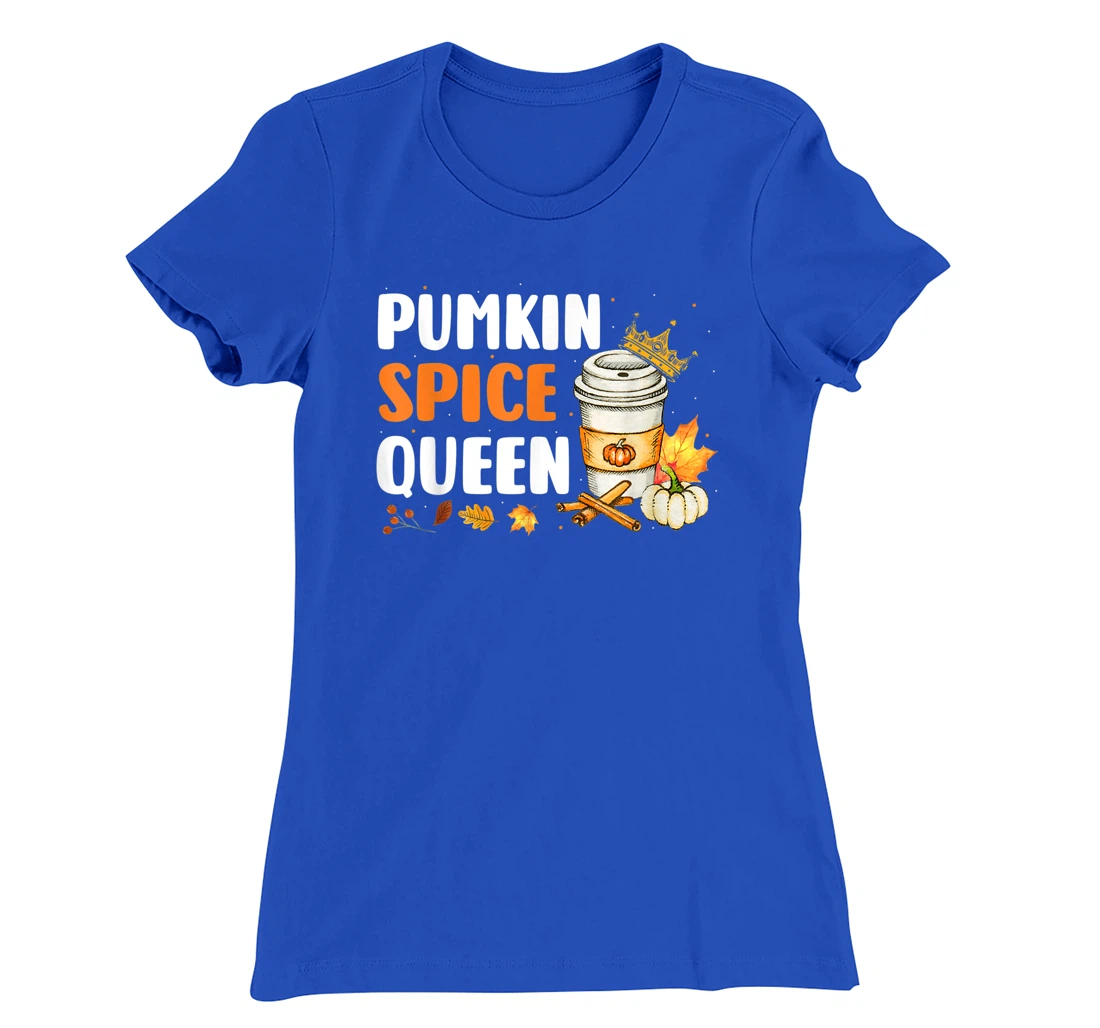 Pumpkin Spice Queen Maple Drink Crown Coffee Cup Fall Autumn T-Shirt, Women T-Shirt
