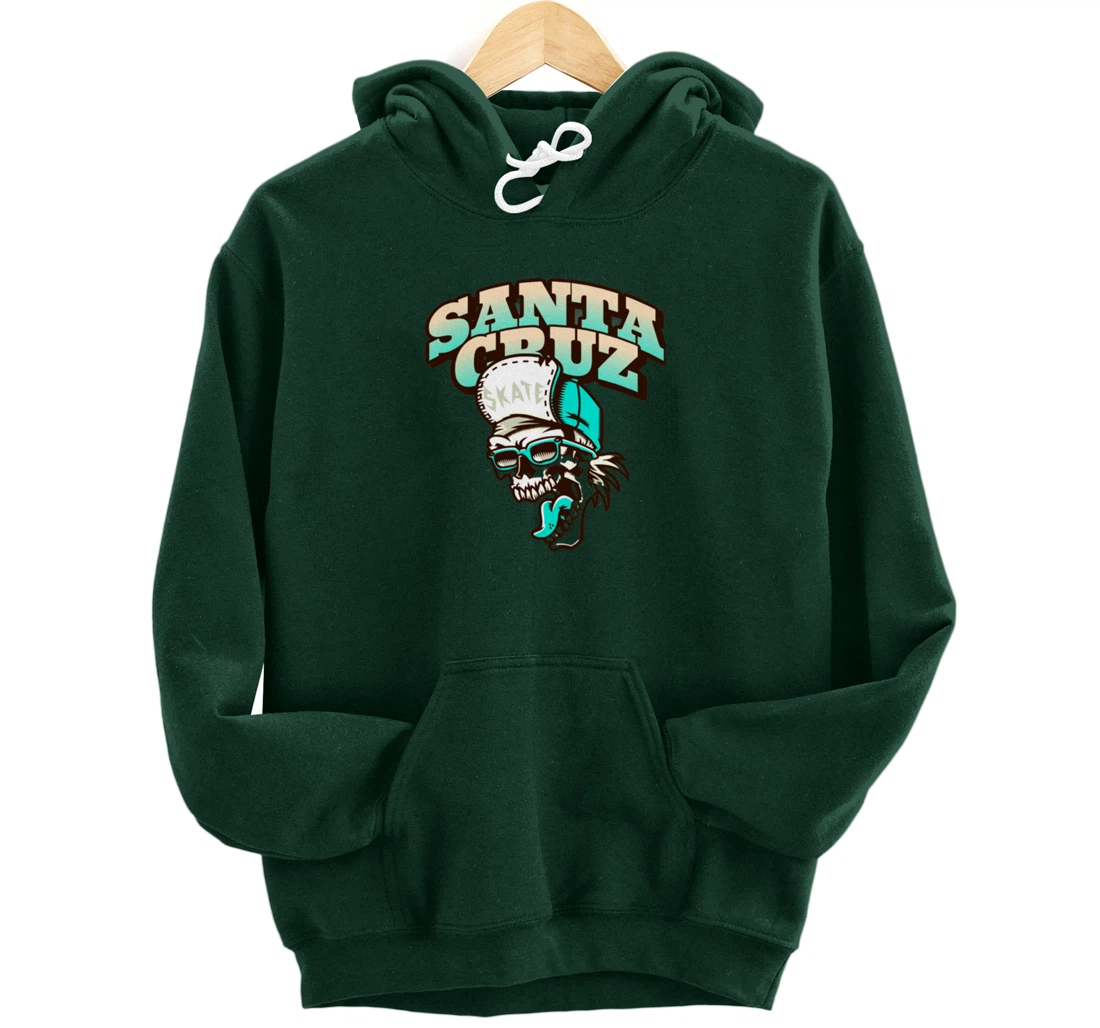 Vintage California Skater Skull Santa Cruz Pullover Hoodie