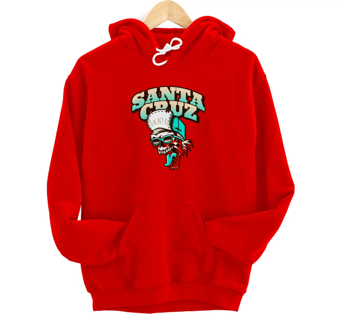 Vintage California Skater Skull Santa Cruz Pullover Hoodie