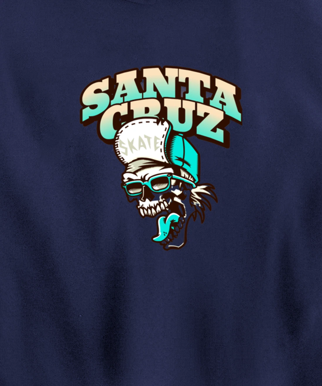 Vintage California Skater Skull Santa Cruz Pullover Hoodie