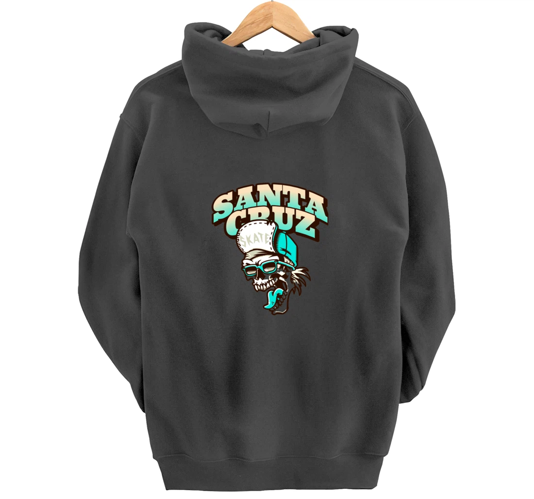 Vintage California Skater Skull Santa Cruz Pullover Hoodie