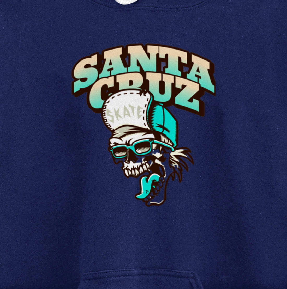 Vintage California Skater Skull Santa Cruz Pullover Hoodie