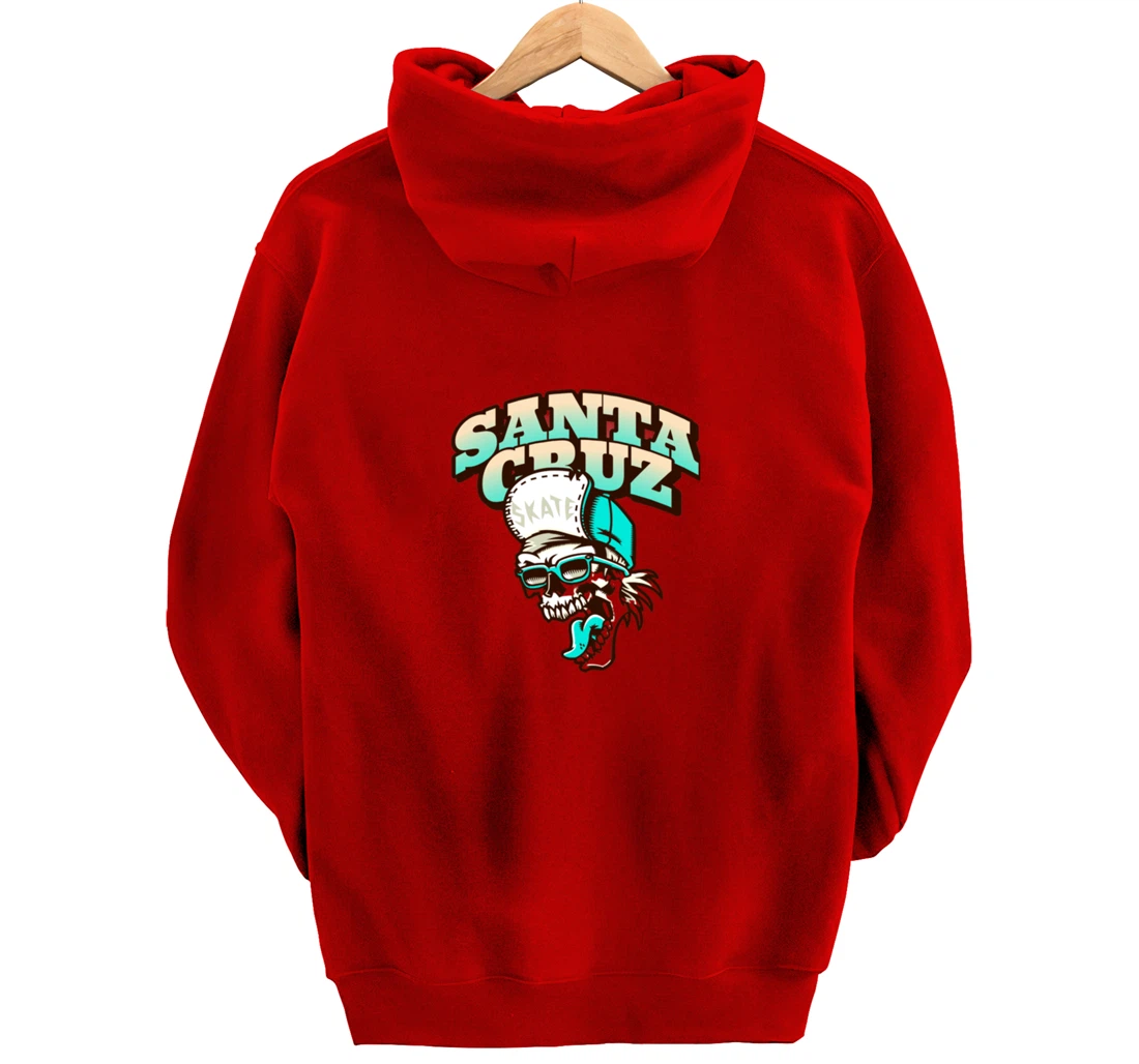 Vintage California Skater Skull Santa Cruz Pullover Hoodie