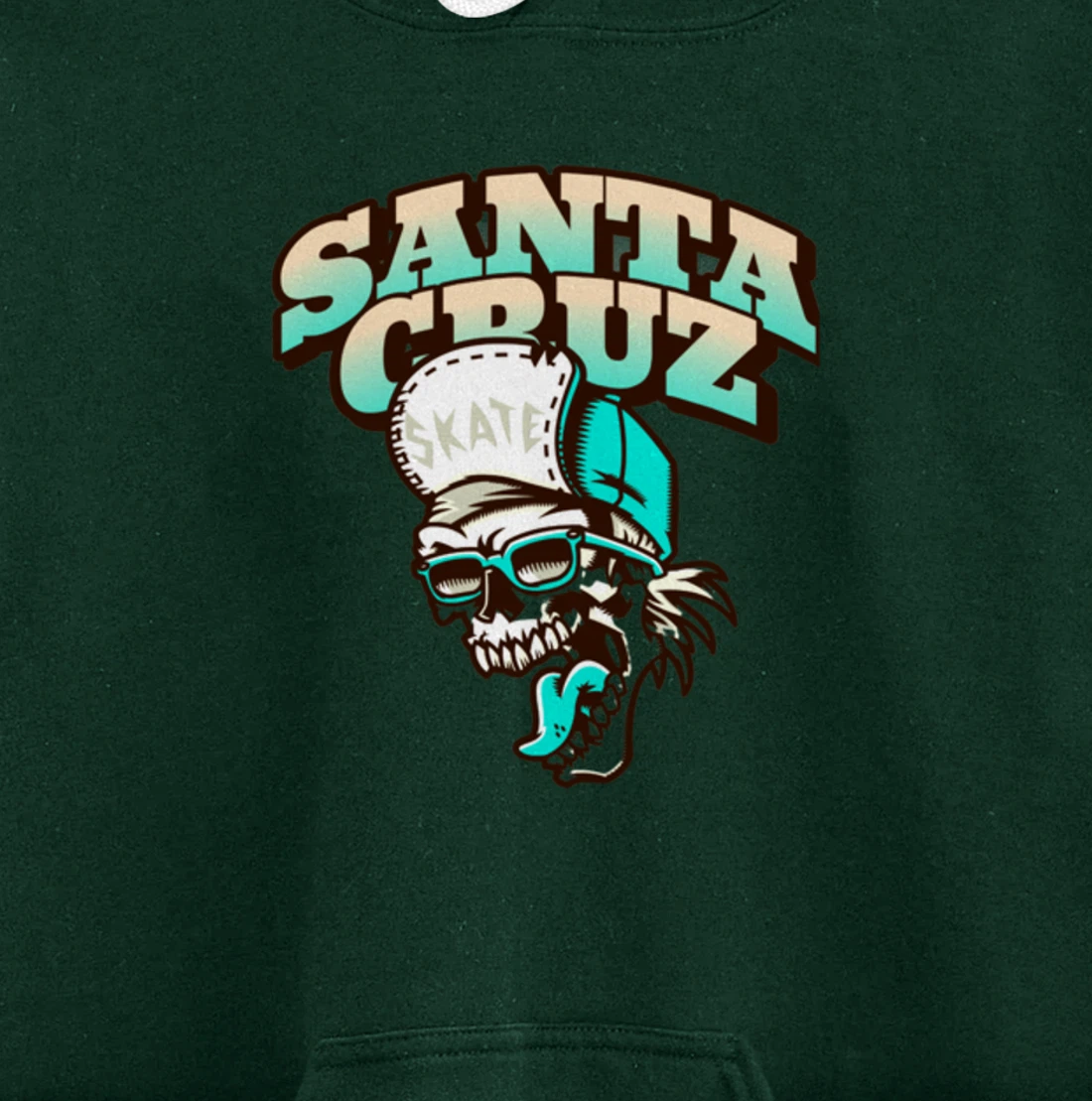 Vintage California Skater Skull Santa Cruz Pullover Hoodie