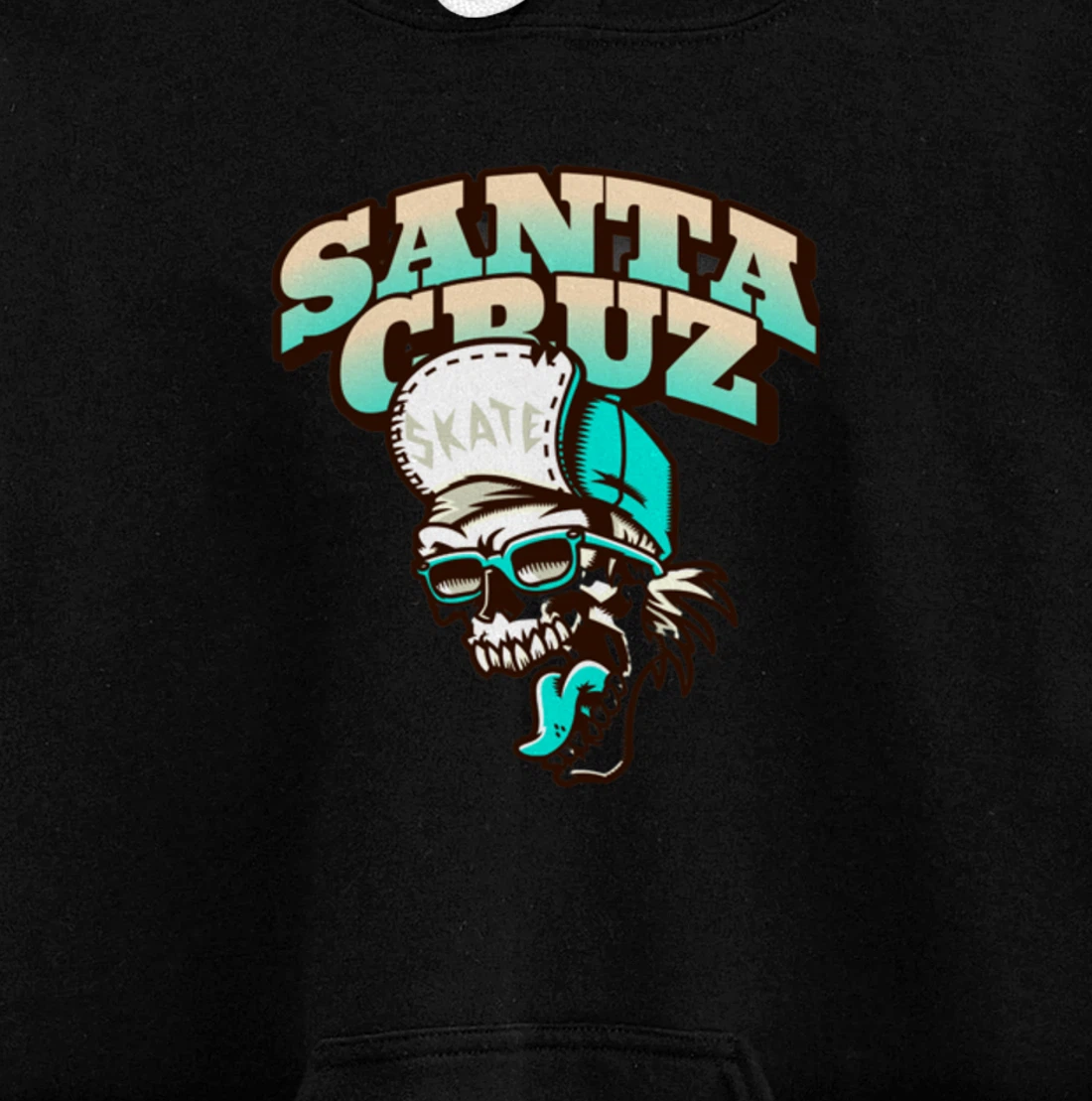 Vintage California Skater Skull Santa Cruz Pullover Hoodie