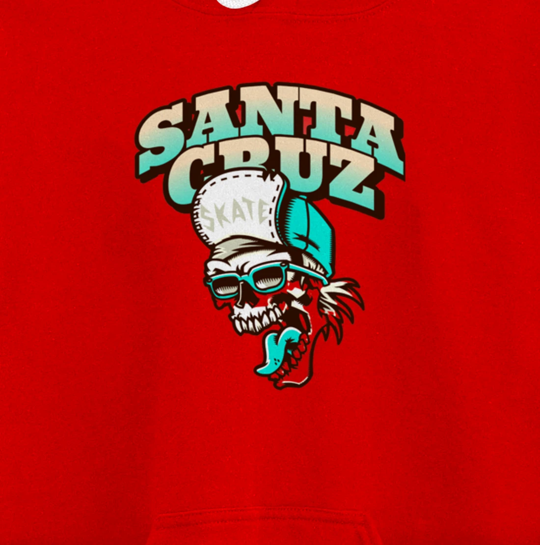Vintage California Skater Skull Santa Cruz Pullover Hoodie