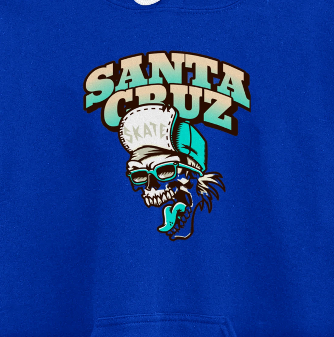Vintage California Skater Skull Santa Cruz Pullover Hoodie