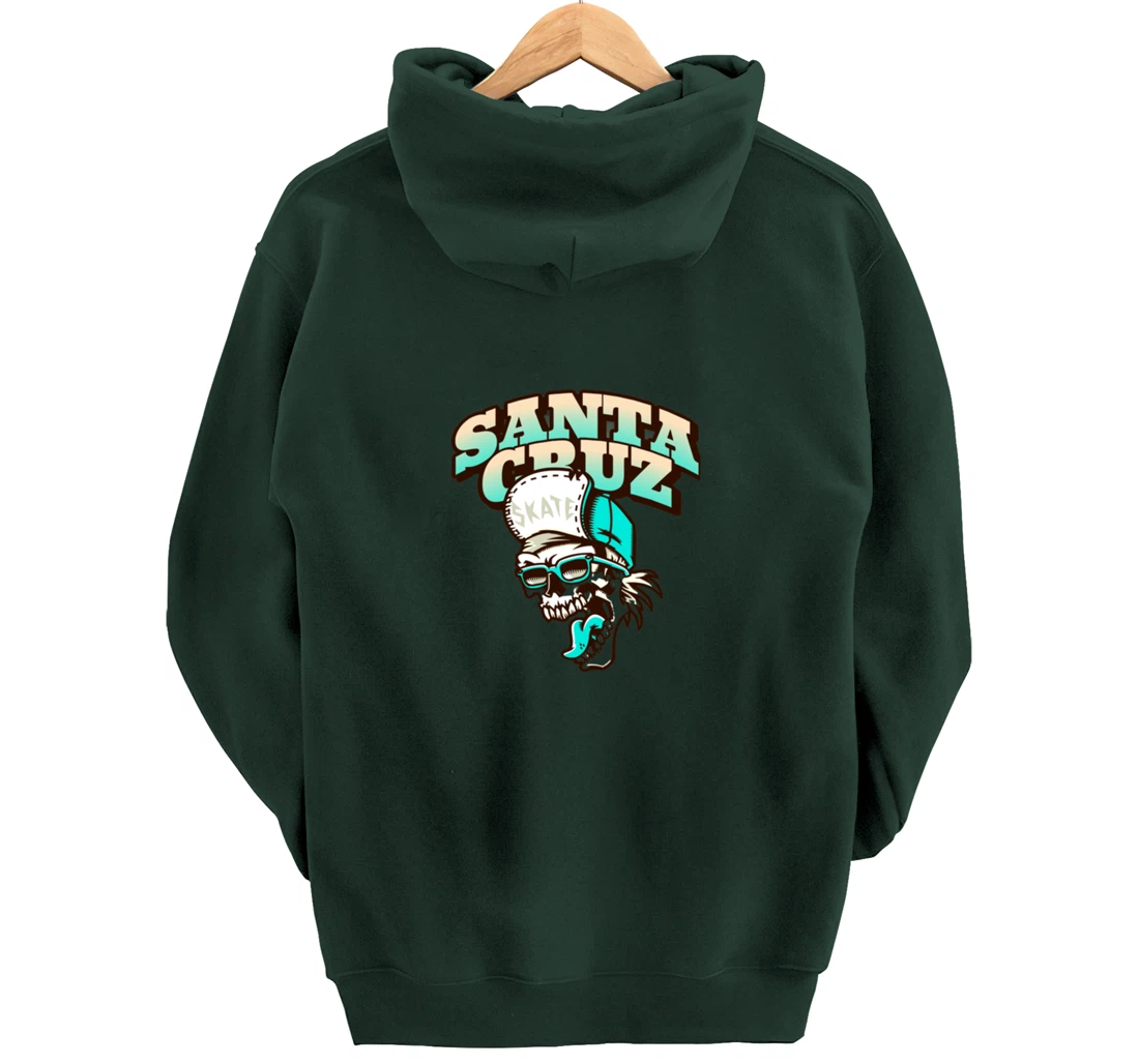 Vintage California Skater Skull Santa Cruz Pullover Hoodie