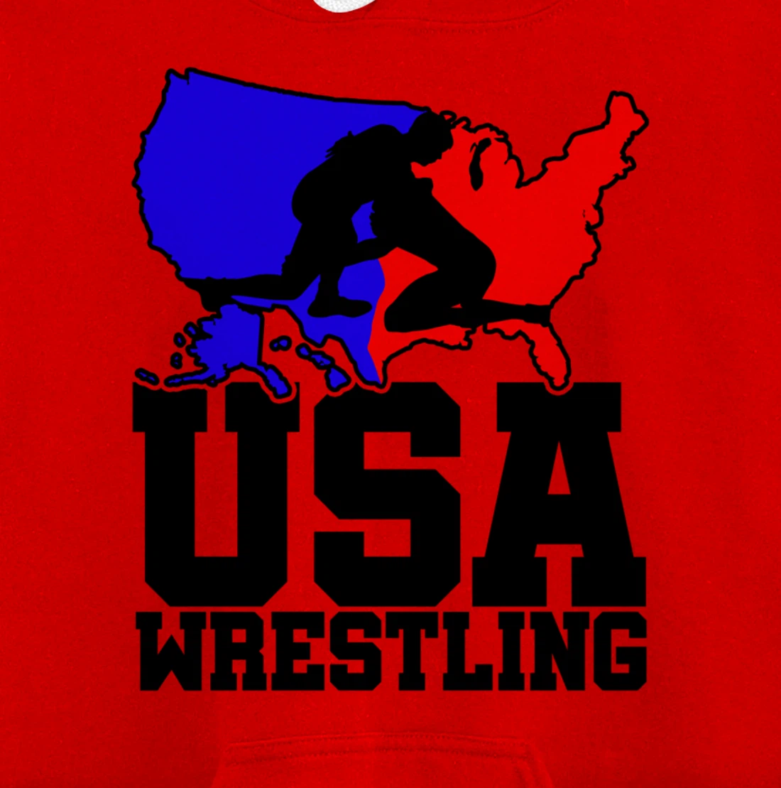 USA Wrestling Patriotic American Flag Sports Wrestling Pullover Hoodie