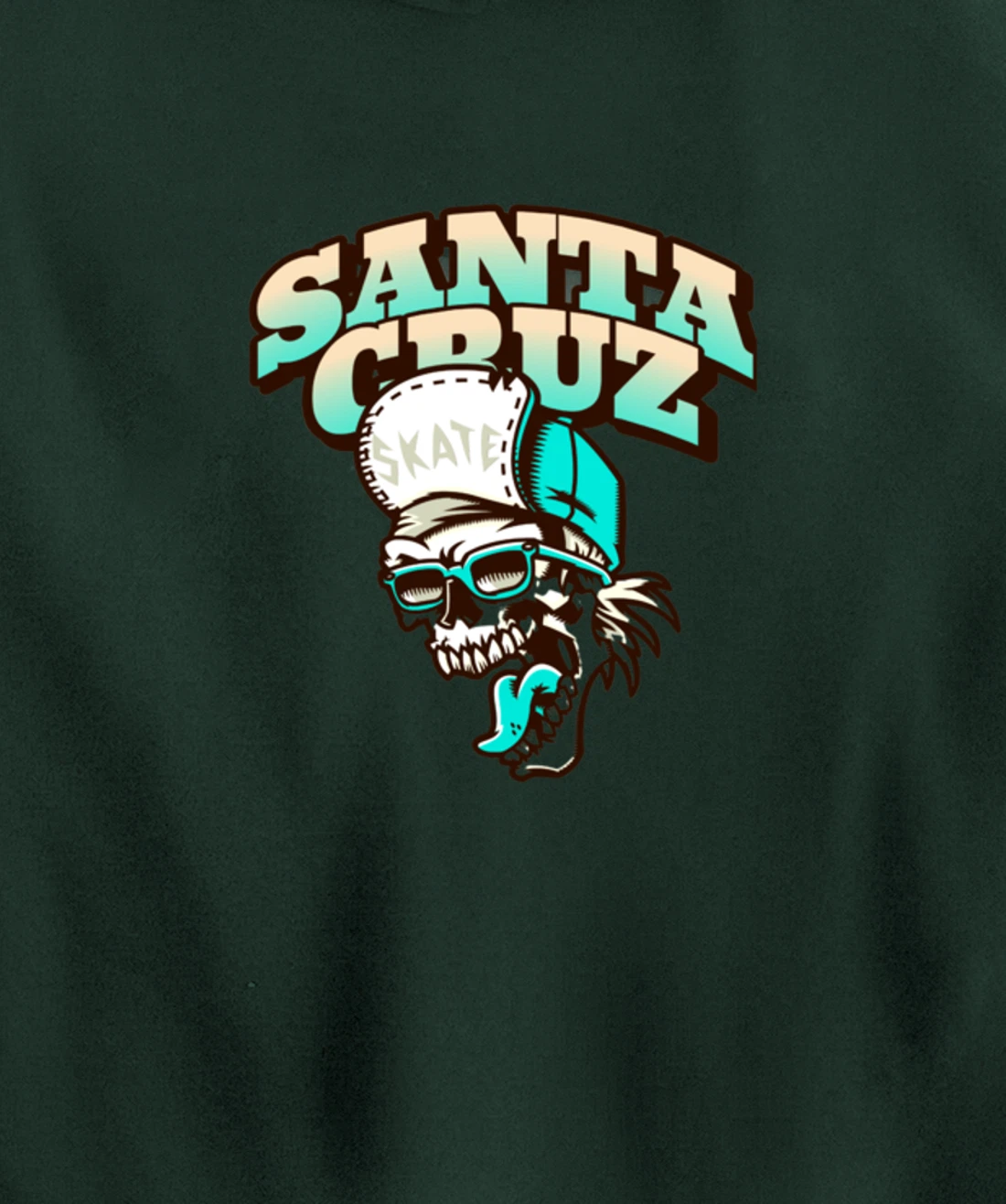 Vintage California Skater Skull Santa Cruz Pullover Hoodie
