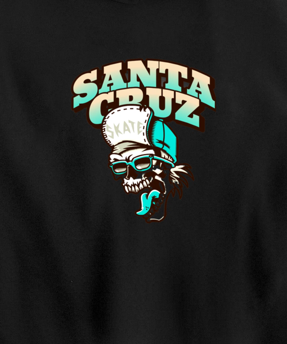Vintage California Skater Skull Santa Cruz Pullover Hoodie