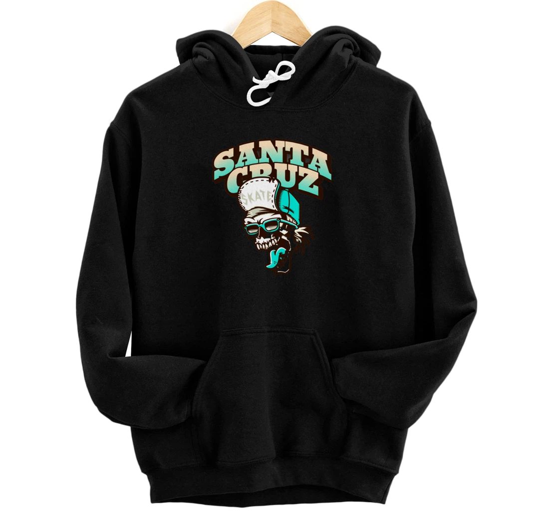 Vintage California Skater Skull Santa Cruz Pullover Hoodie
