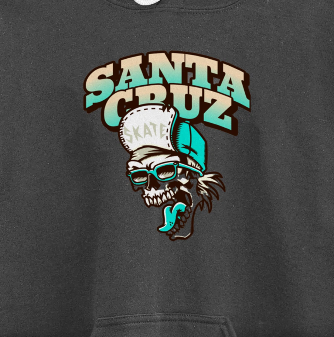 Vintage California Skater Skull Santa Cruz Pullover Hoodie