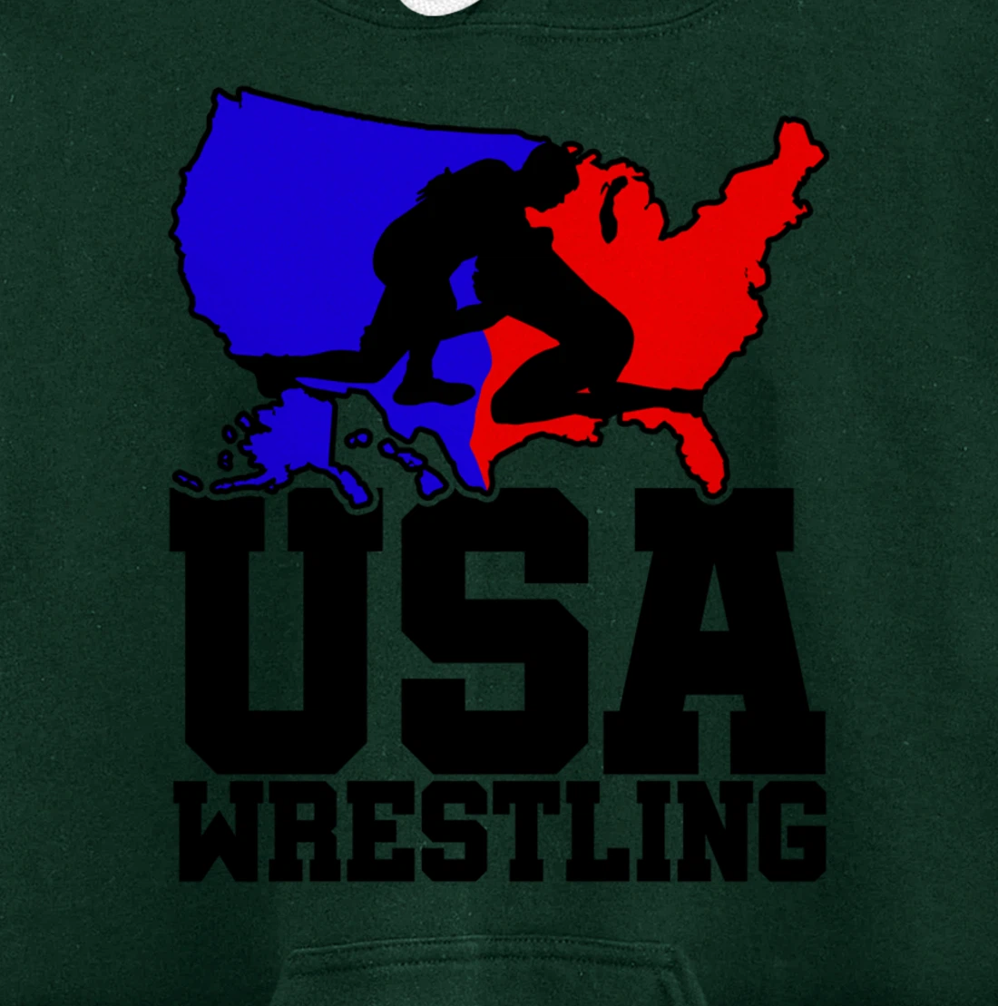 USA Wrestling Patriotic American Flag Sports Wrestling Pullover Hoodie