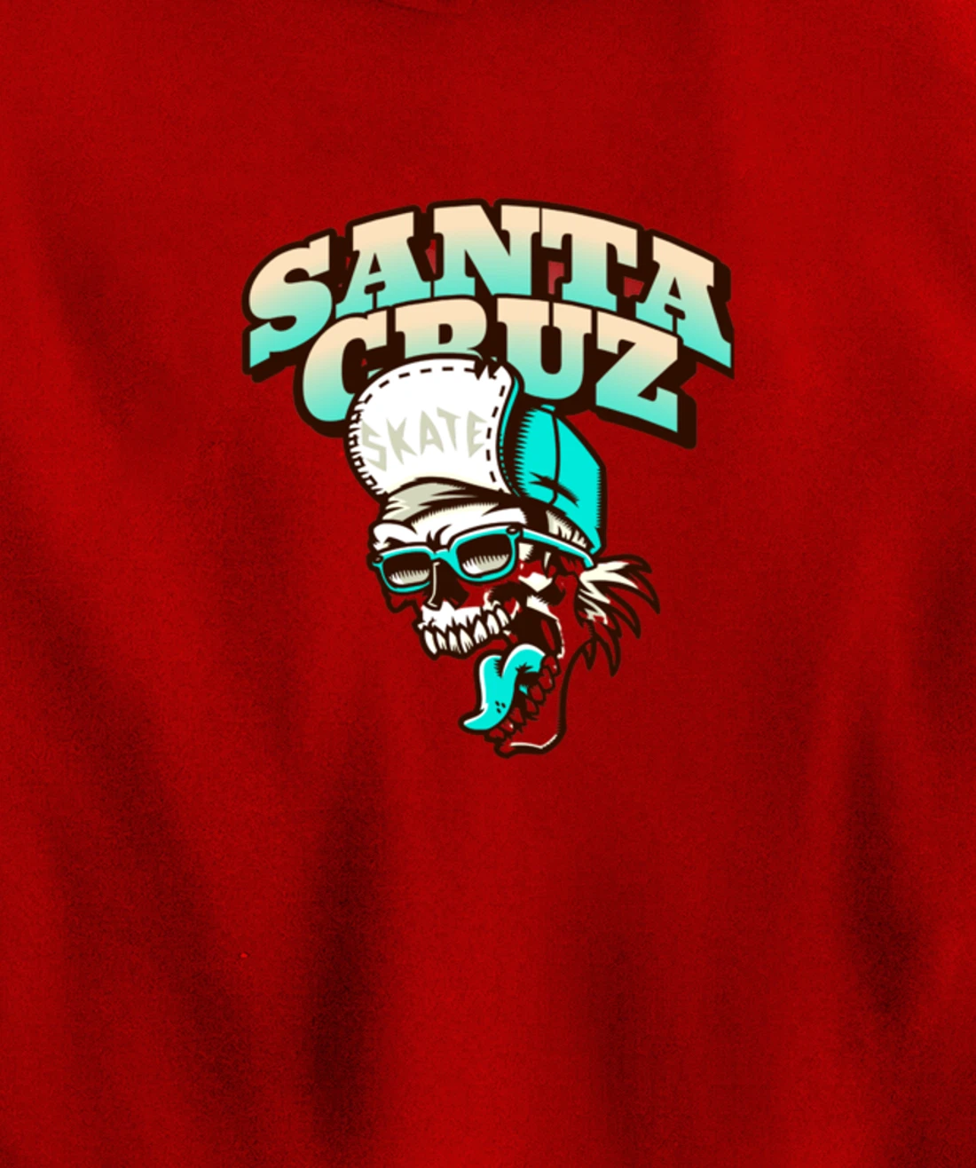 Vintage California Skater Skull Santa Cruz Pullover Hoodie