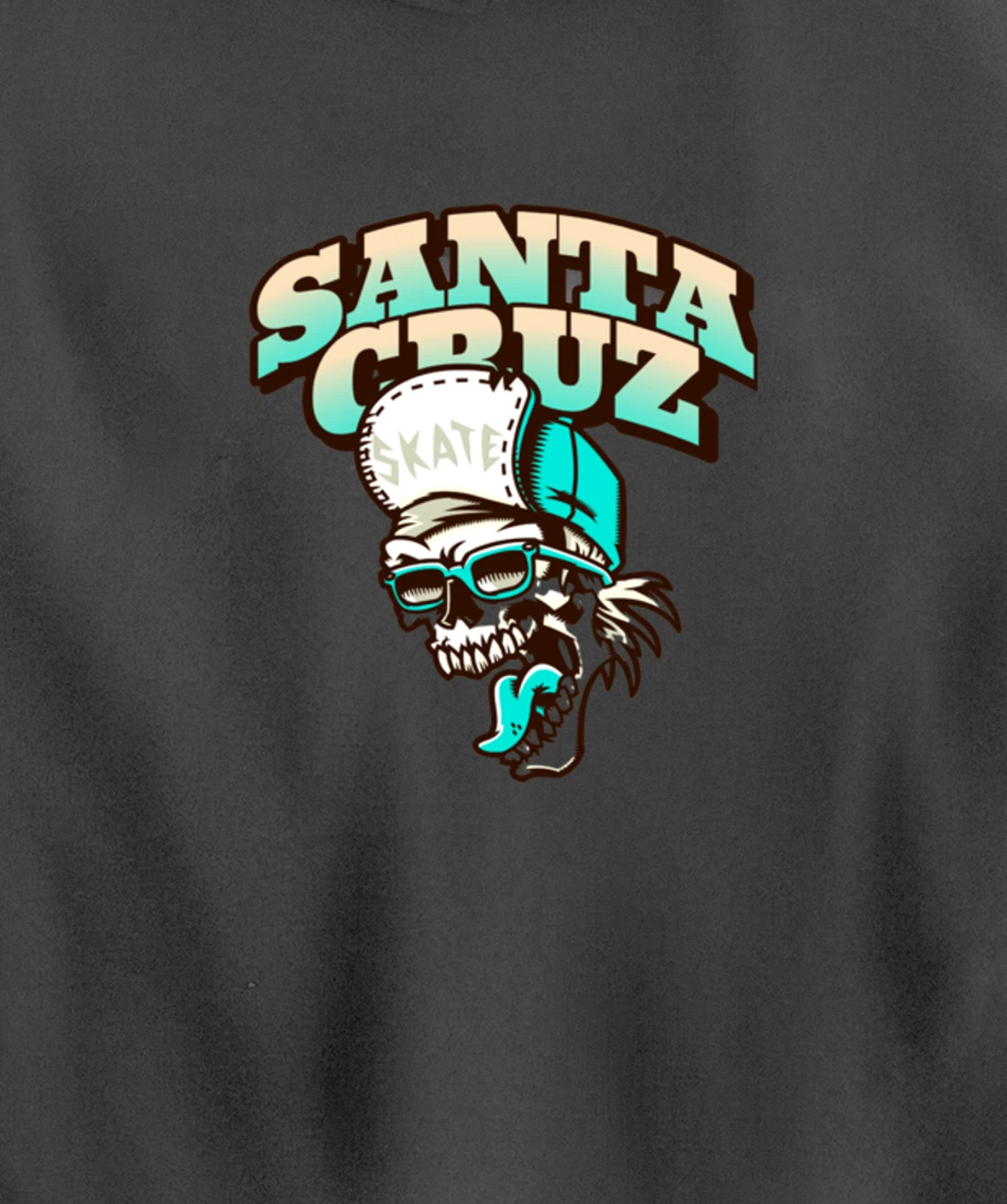 Vintage California Skater Skull Santa Cruz Pullover Hoodie