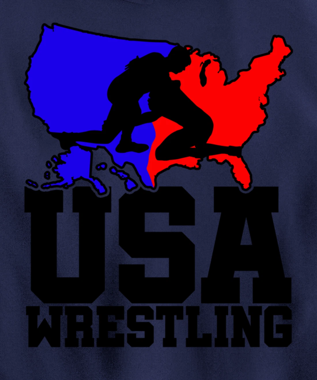 USA Wrestling Patriotic American Flag Sports Wrestling Pullover Hoodie