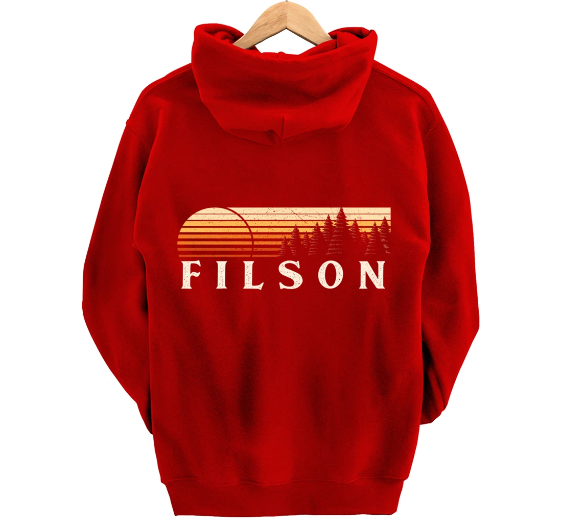 Filson, IL Vintage Evergreen Sunset Eighties Retro Pullover Hoodie