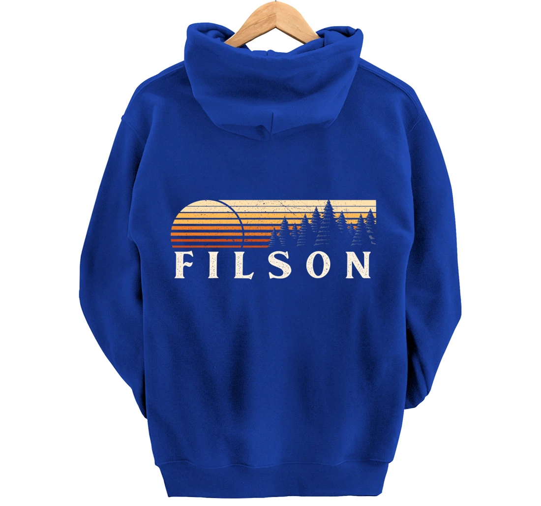 Filson, IL Vintage Evergreen Sunset Eighties Retro Pullover Hoodie
