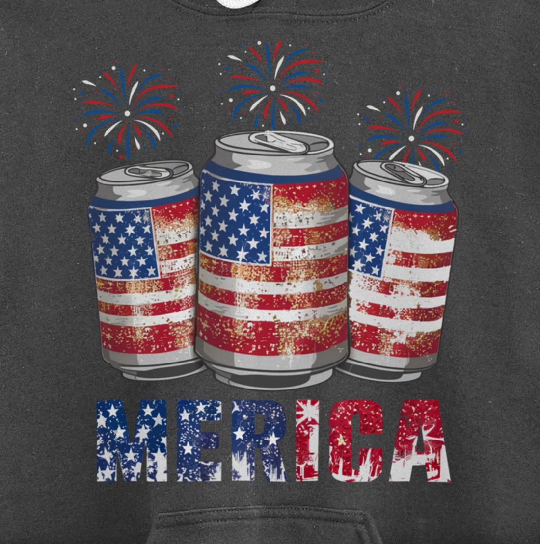Beer American Flag Funny 4th Of July Merica USA Drinking Men Pullover Hoodie