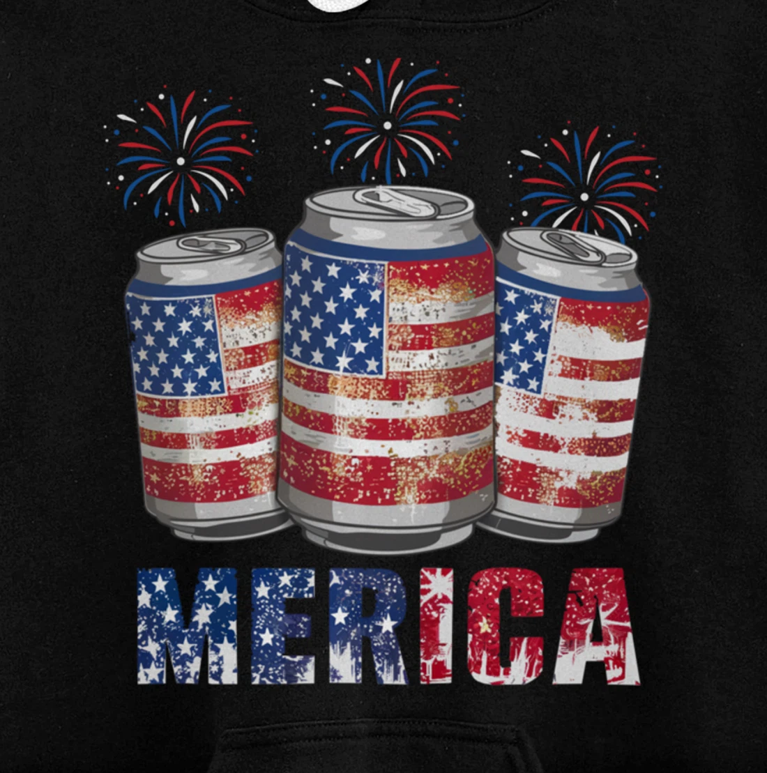 Beer American Flag Funny 4th Of July Merica USA Drinking Men Pullover Hoodie