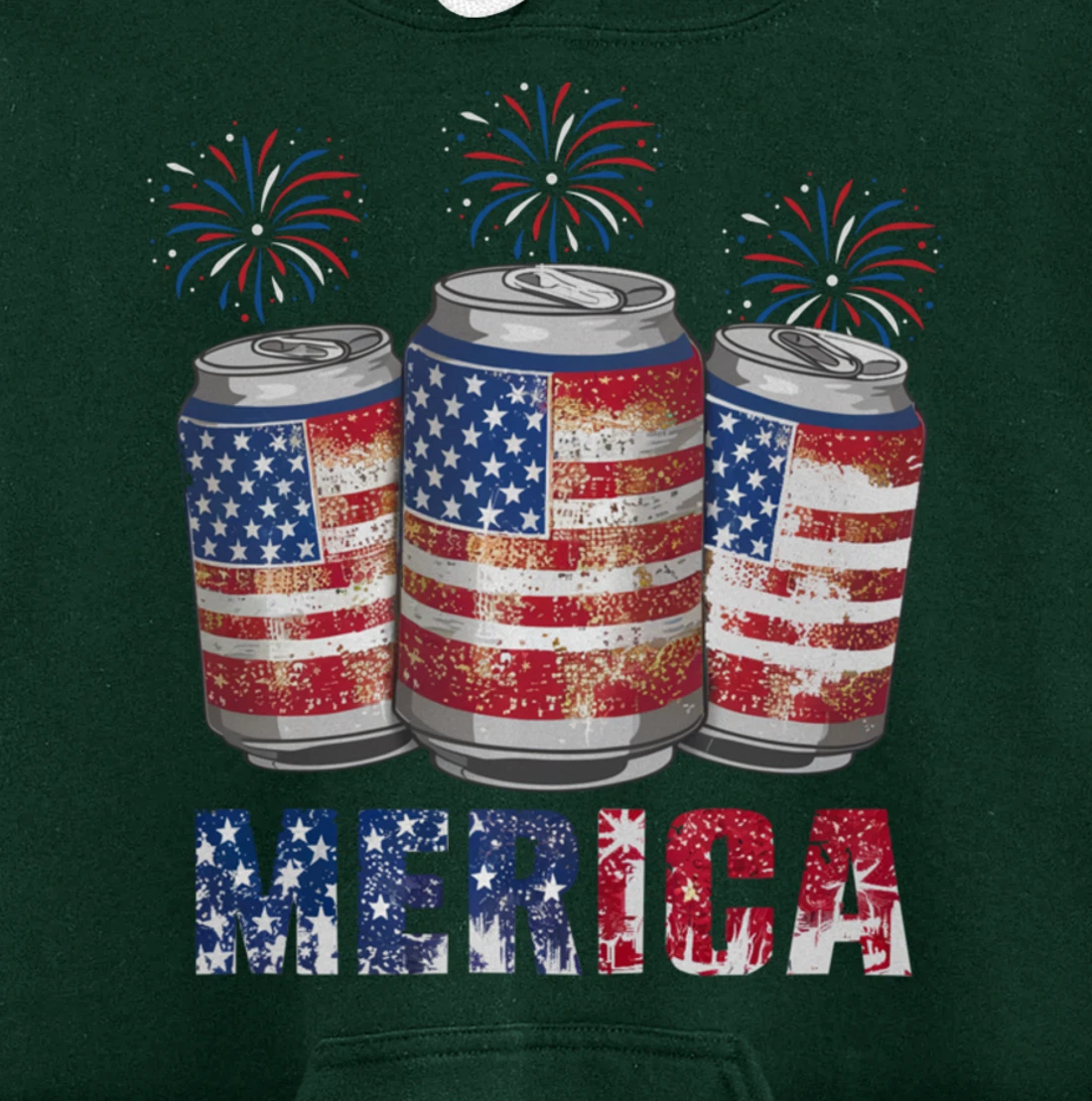 Beer American Flag Funny 4th Of July Merica USA Drinking Men Pullover Hoodie