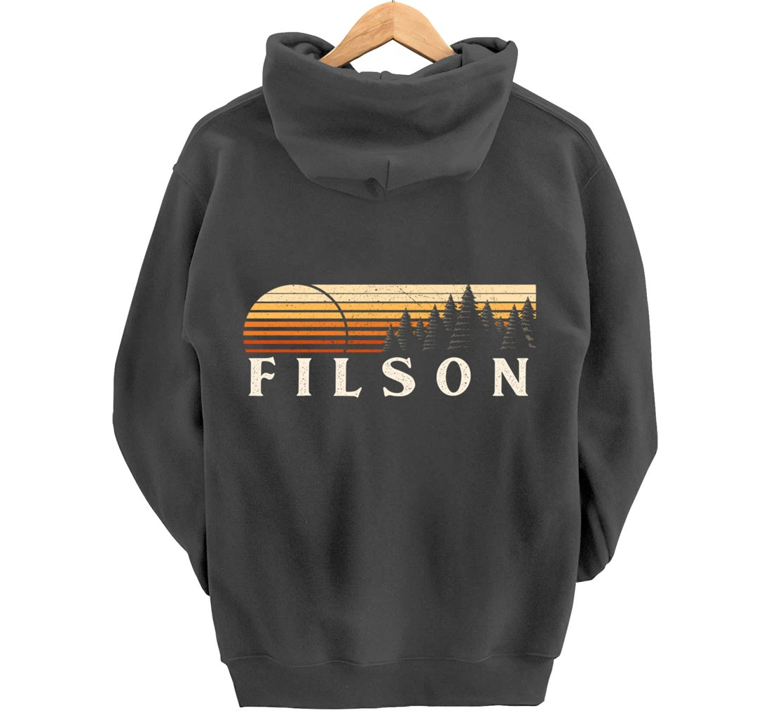 Filson, IL Vintage Evergreen Sunset Eighties Retro Pullover Hoodie