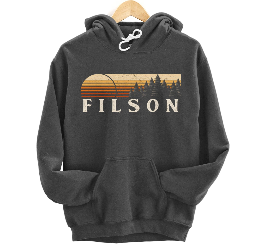 Filson, IL Vintage Evergreen Sunset Eighties Retro Pullover Hoodie