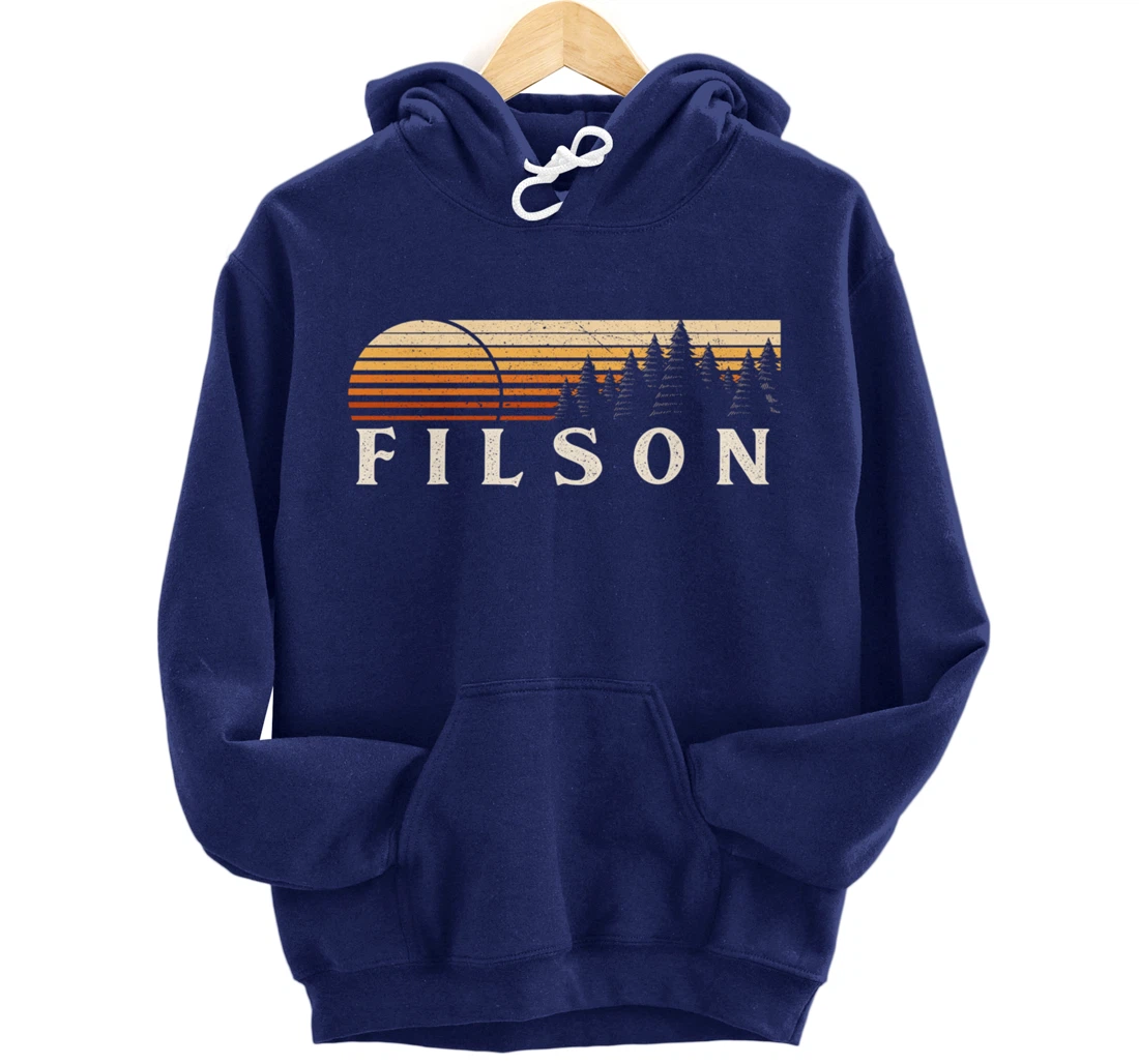 Filson, IL Vintage Evergreen Sunset Eighties Retro Pullover Hoodie